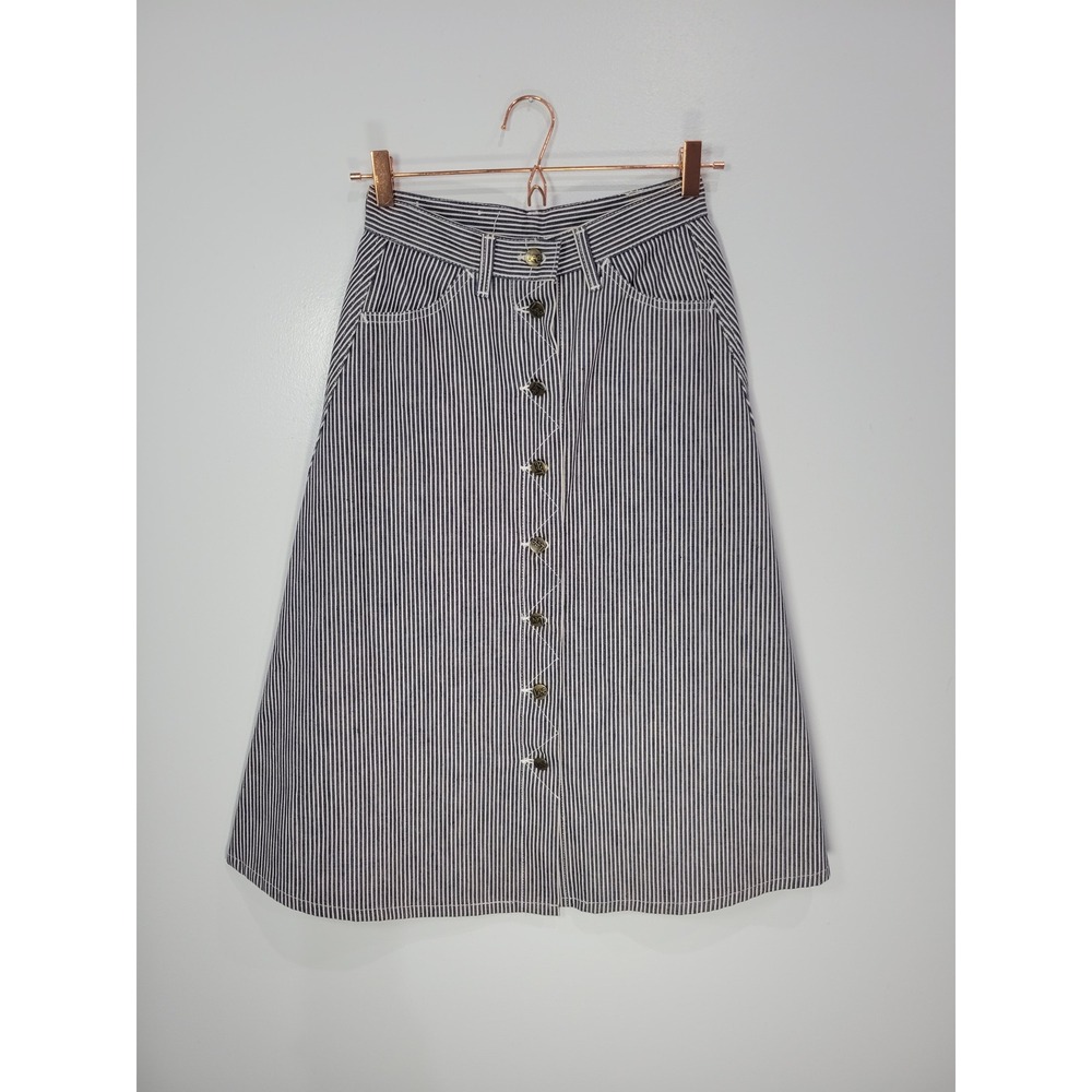 Vintage Lee Hickory Stripe Denim Skirt NWT 60s 70s Lady Lee Button Front 27